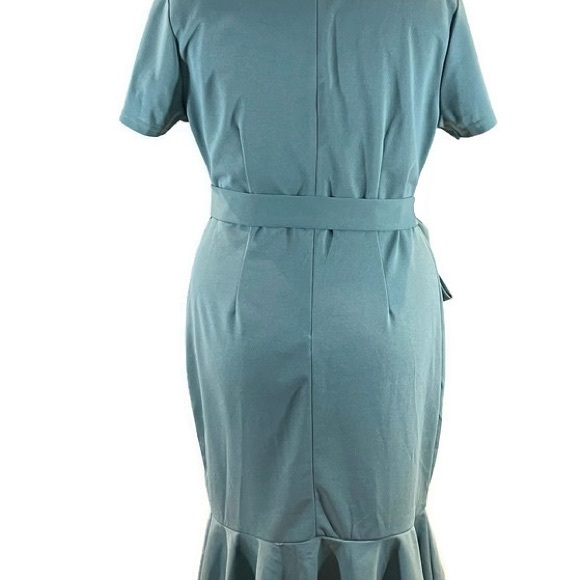 Shein Curve Sage Green Ruffled Dress - Picture 7 of 9